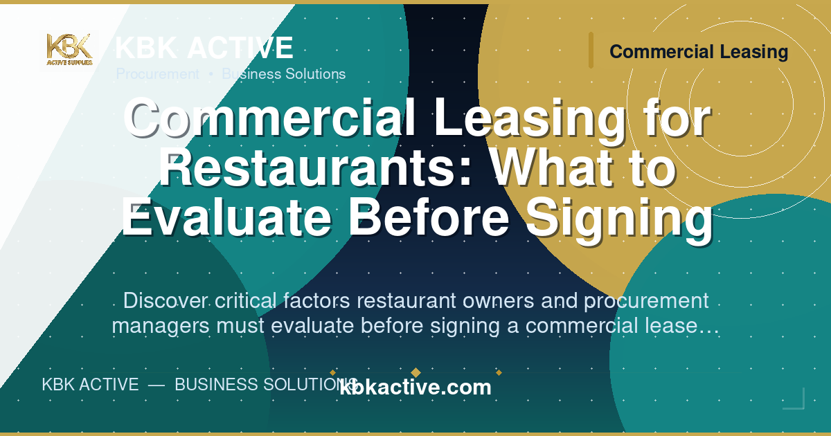 Commercial Leasing for Restaurants: What to Evaluate Before Signing