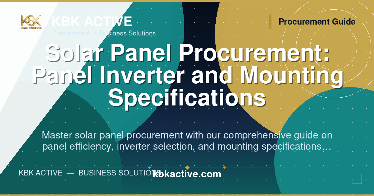 Solar Panel Procurement: Panel Inverter and Mounting Specifications